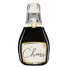 Toasting New Years Champagne Bottle Shaped Foil 10.25in Plate 8ct