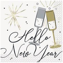 Toasting New Years Hello New Year Foil Beverage Napkins 16ct
