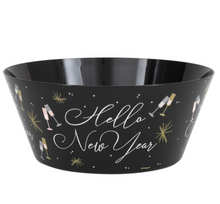 Toasting New Years Hello New Year Black Plastic Serving Bowl