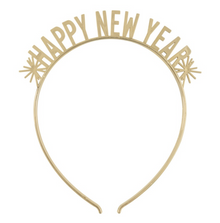 Gold Happy New Year Plastic Headbands 4ct