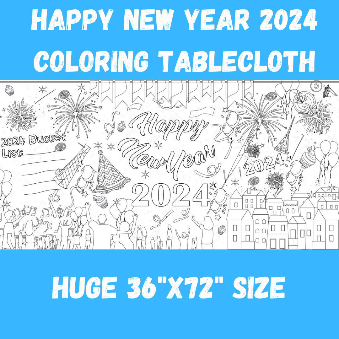 New Year's 2025 Coloring Tablecloth