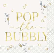 Toast to New Years Pop the Bubbly Foil Beverage Napkins 16ct