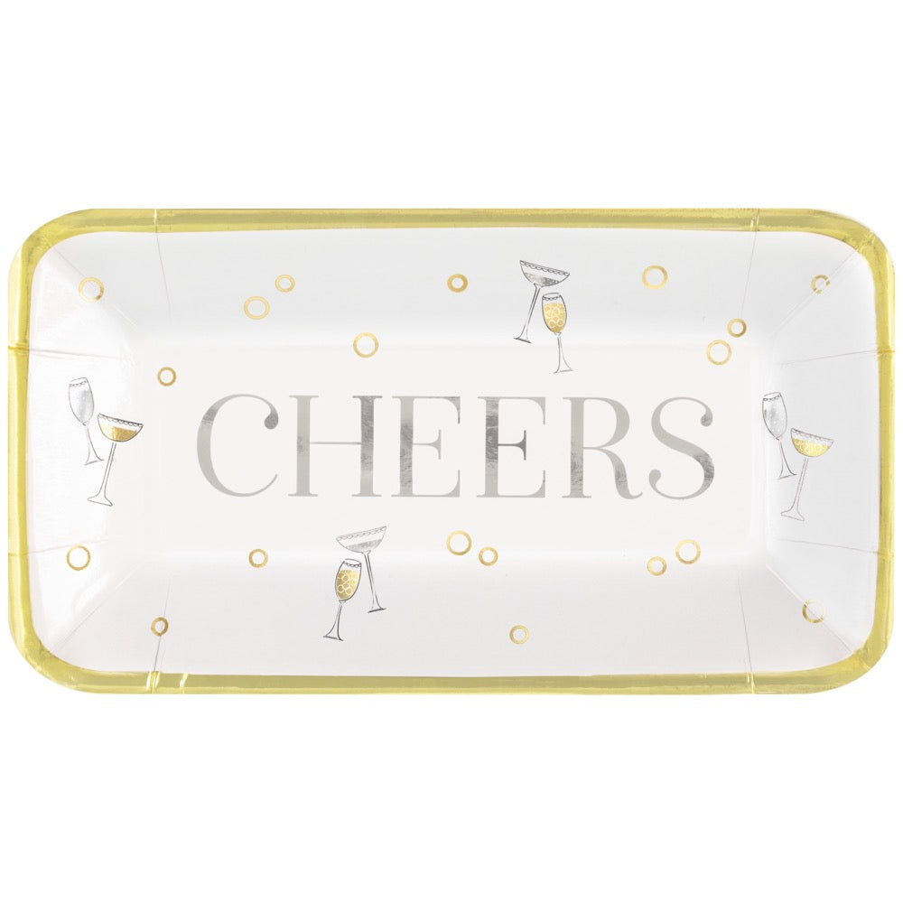Toast to New Years Cheers 9 x 5 Foil Appetizer Plates 8ct