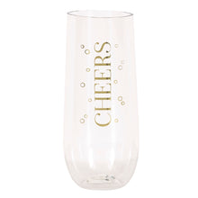 Foil Stamping Cheers Plastic Stemless Champagne Flute