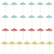 Assorted Fringed Paper and Birch Drink Umbrellas 25ct