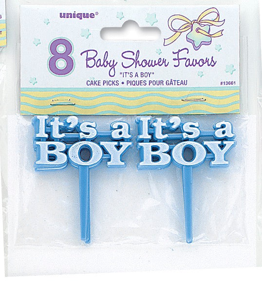 It's a Boy Blue Cake Picks 8ct