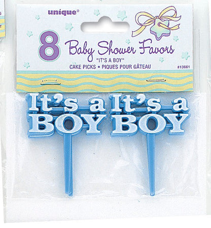 It's a Boy Blue Cake Picks 8ct