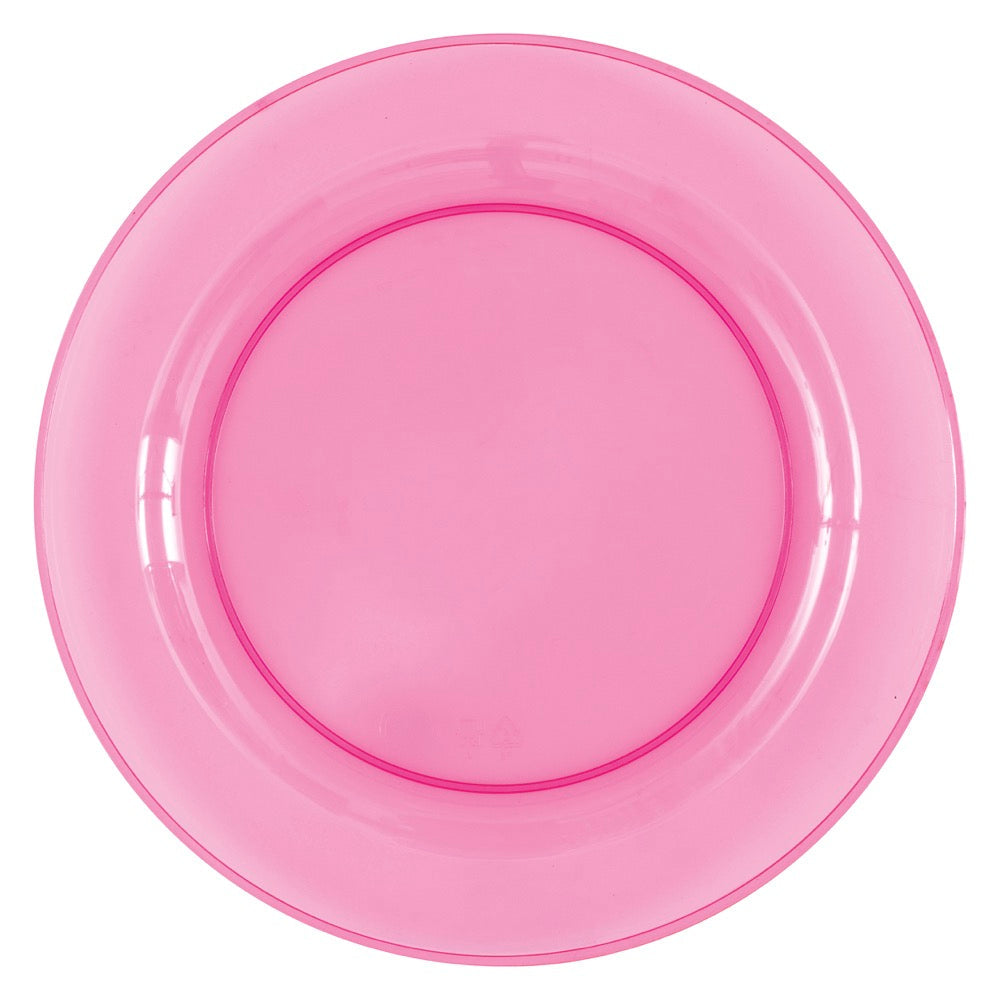 Pink Translucent Plastic Round 7in Dessert Plates 4ct