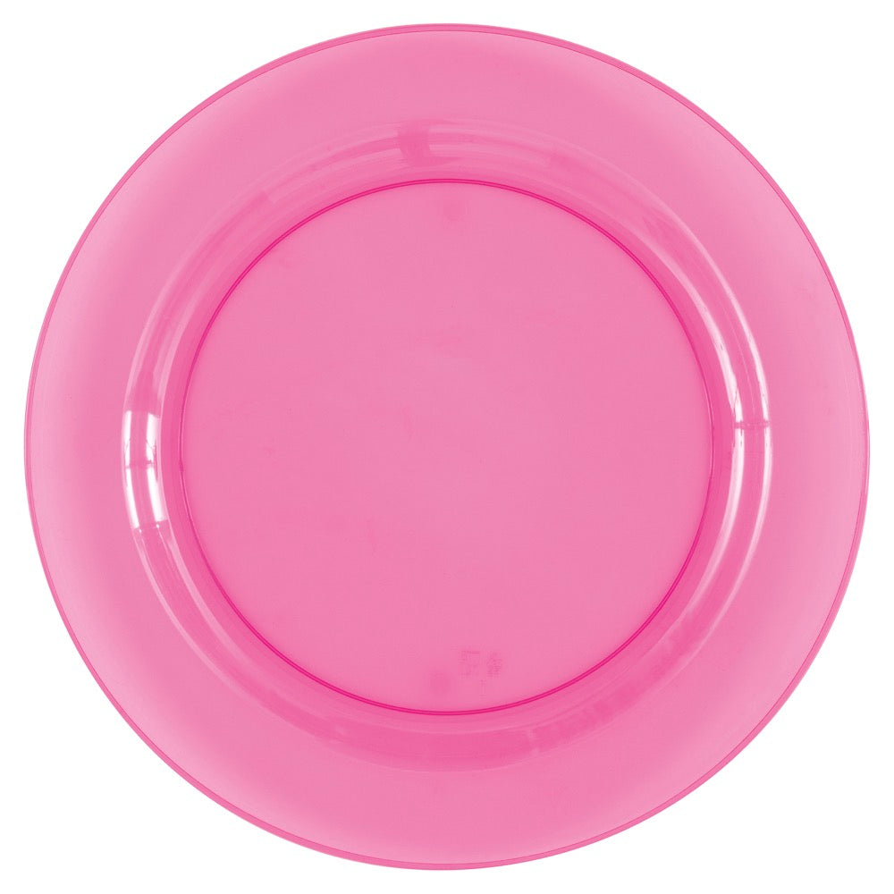 Pink Translucent Plastic Round 10in Dinner Plates 4ct