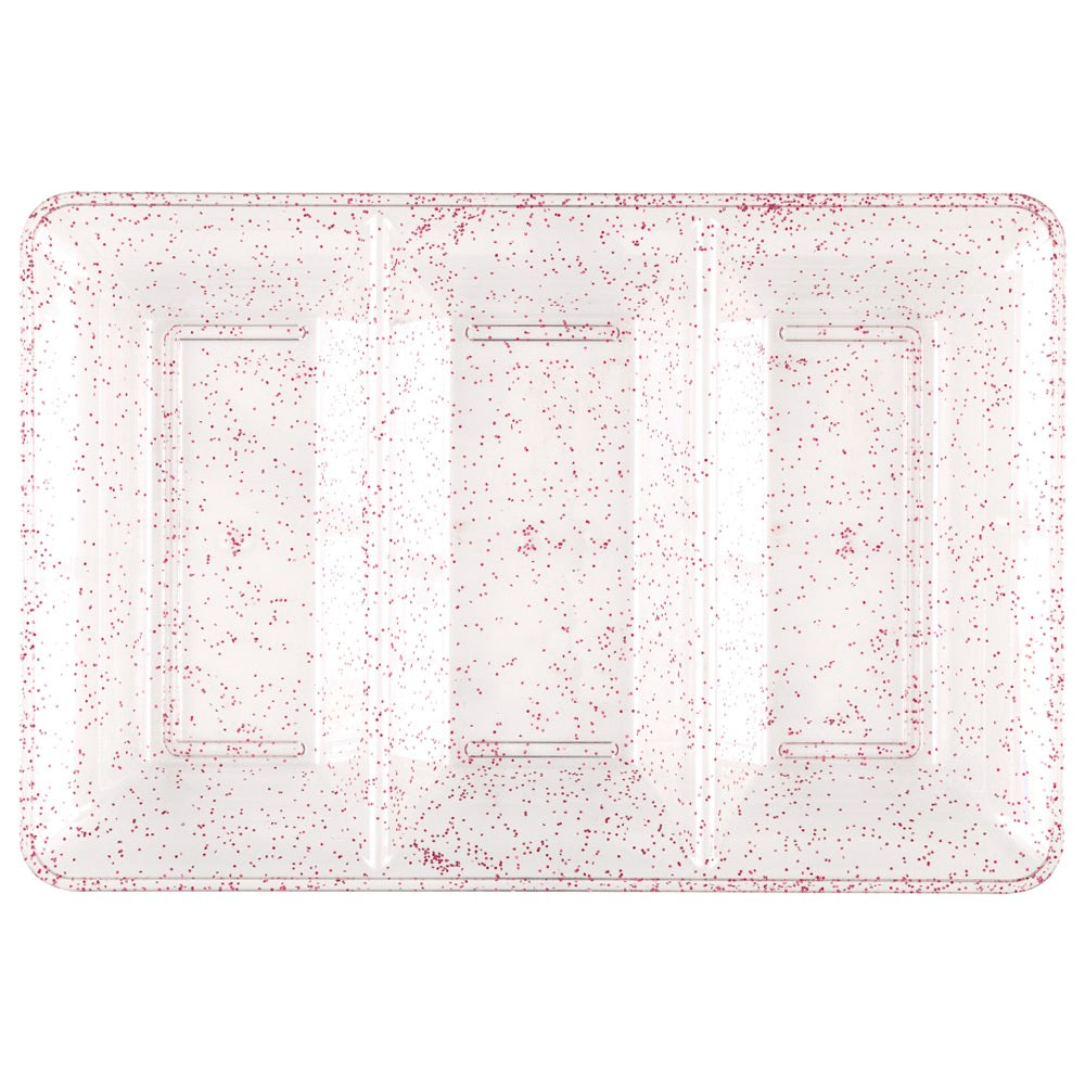 Pink Glitter Clear Plastic Three-Section Serving Tray