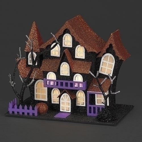 Haunted House Orange Glitter Roof Light-Up