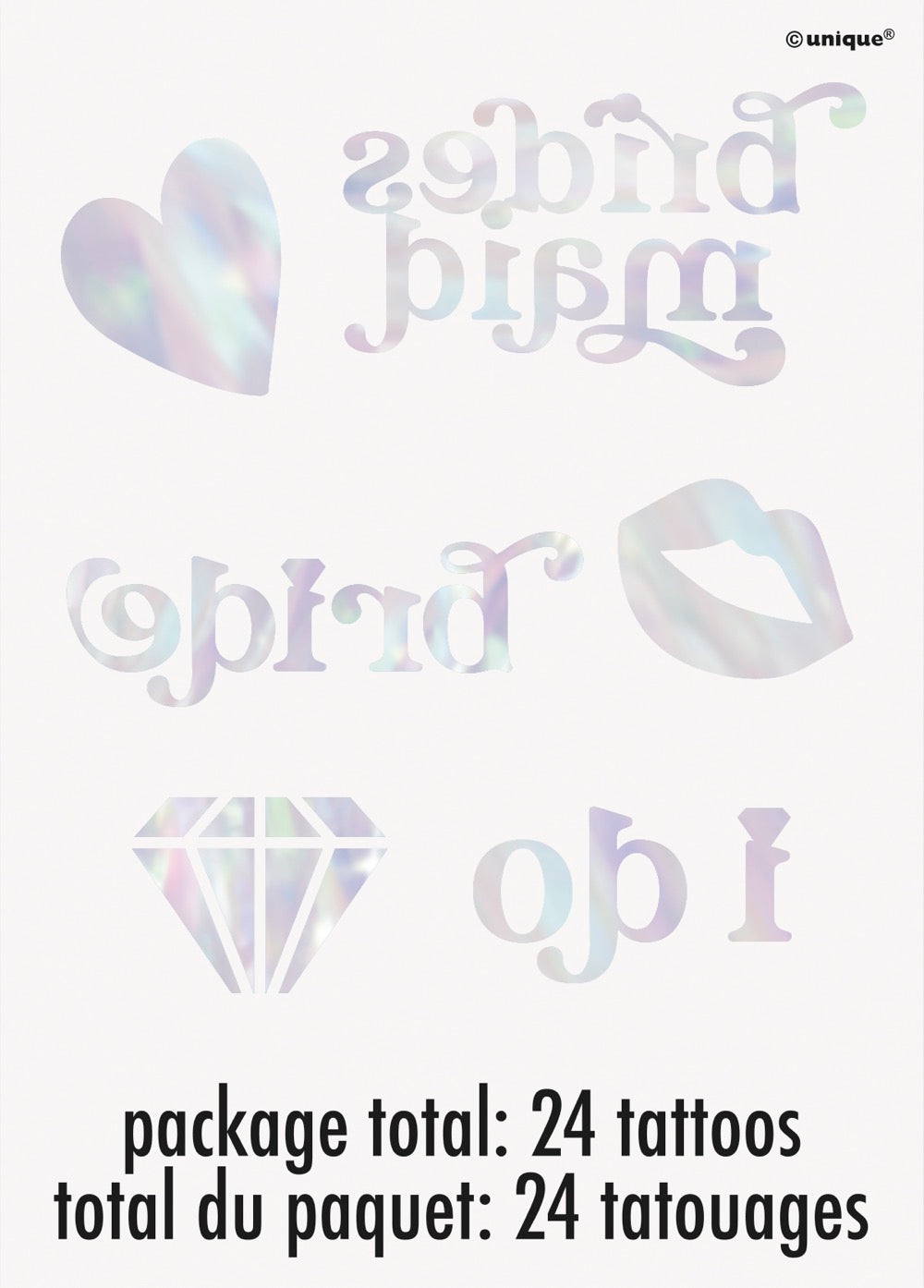 Iridescent Foil Bride & Bridesmaid Tattoos 24ct