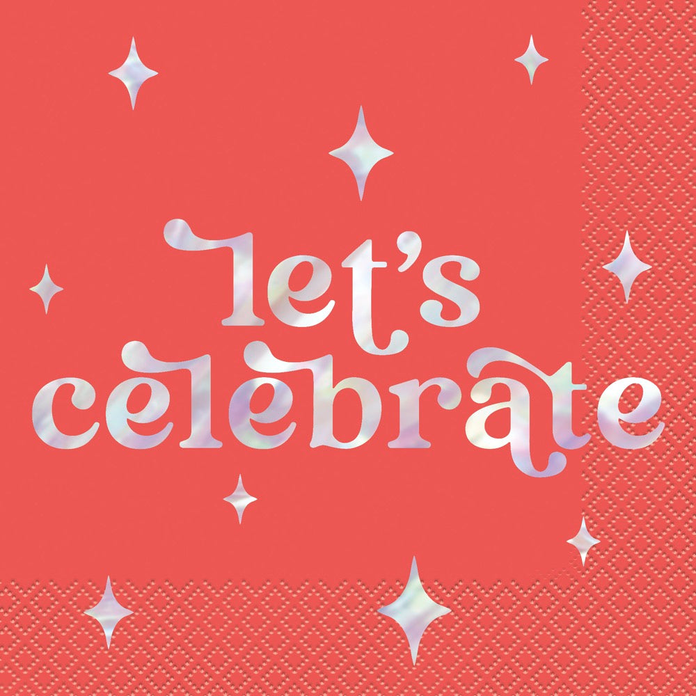 Summer Disco Let's Celebrate Lunch Napkins 16ct - Iridescent Foil Stamping
