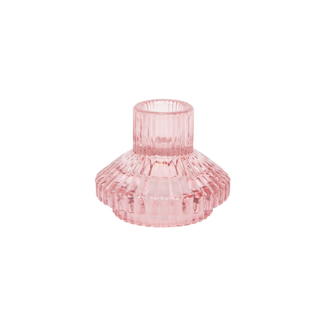 Small Ribbed Glass Candle Holder