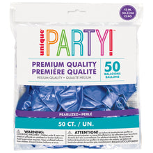 12in Packaged Premium Latex Balloons 50ct - Pearl Navy Blue