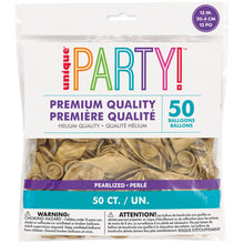 12in Packaged Premium Latex Balloons 50ct - Pearl Dark Gold