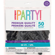 12in Packaged Premium Latex Balloons 50ct - Pearl Black