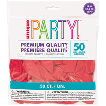 12in Packaged Premium Latex Balloons 50ct - Red