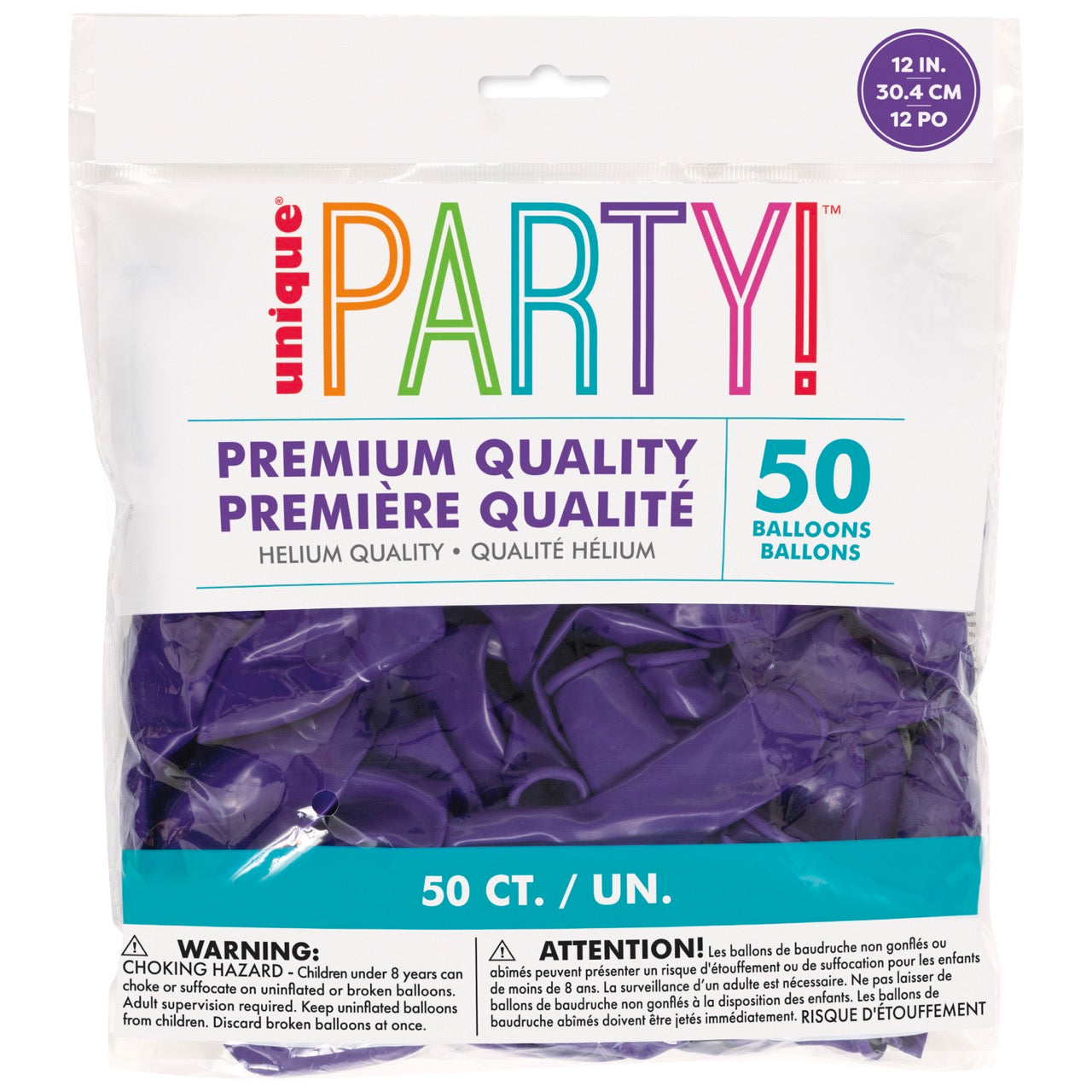 12in Packaged Premium Latex Balloons 50ct - Purple