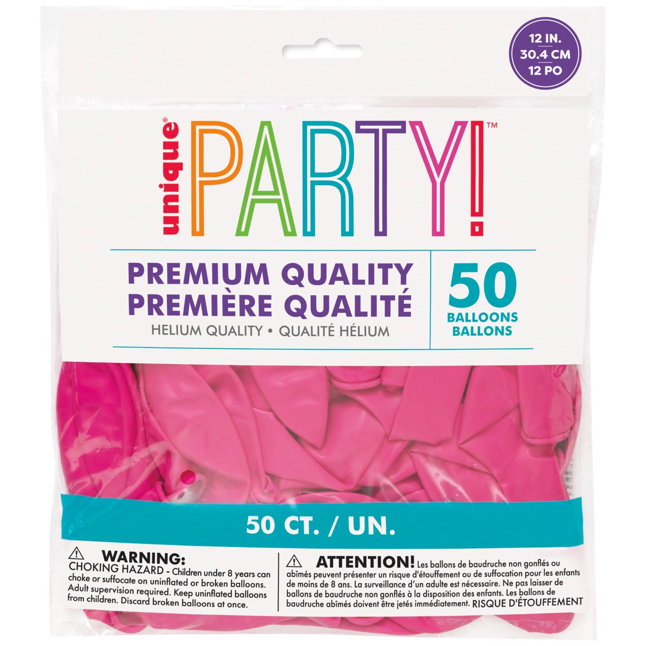 12in Packaged Premium Latex Balloons 50ct - Raspberry