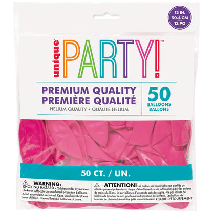 12in Packaged Premium Latex Balloons 50ct - Raspberry