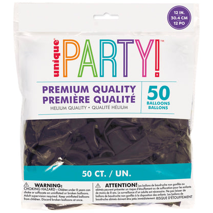 12in Packaged Premium Latex Balloons 50ct - Black