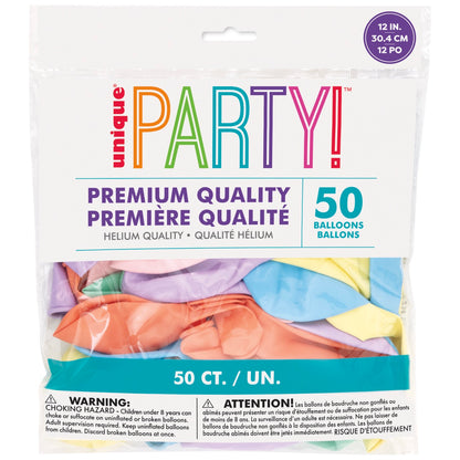 12in Packaged Premium Latex Balloons 50ct - Assorted Pastel
