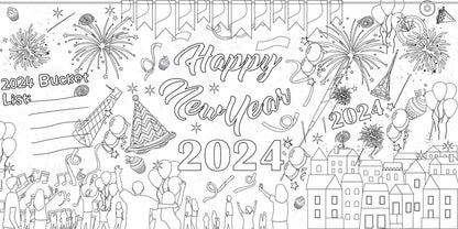New Year's 2025 Coloring Tablecloth
