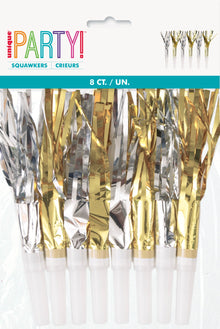 Silver & Gold Fringe Squawkers Silver & Gold 8ct