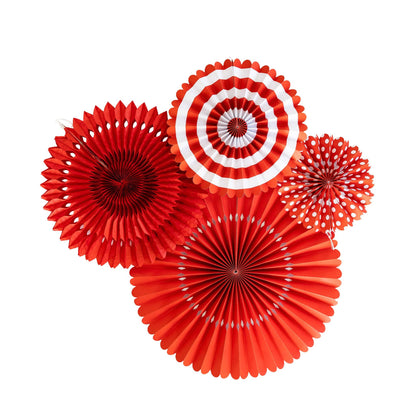 Red and White Basic Party Fan Set