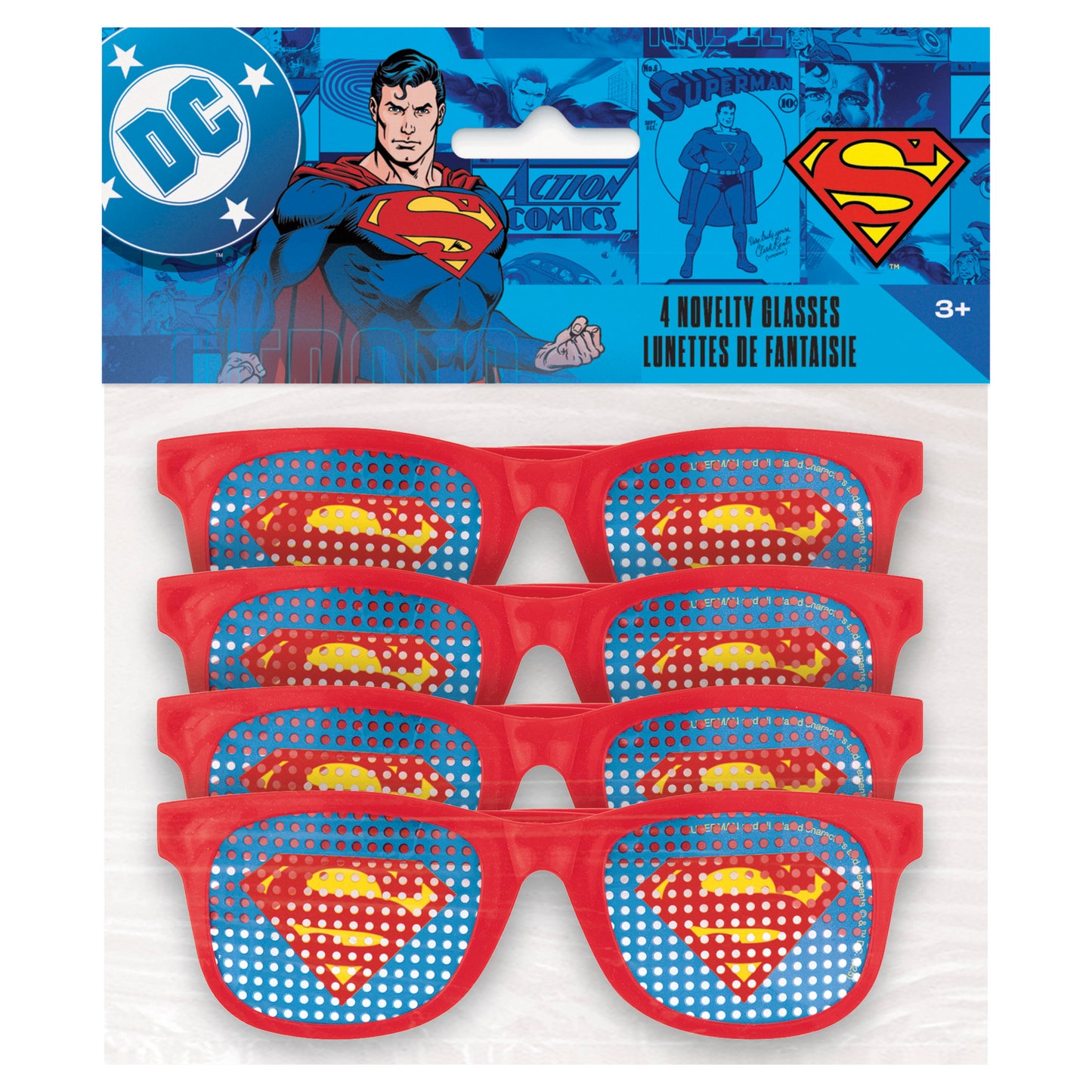 Superman Pinhole Novelty Glasses 4ct