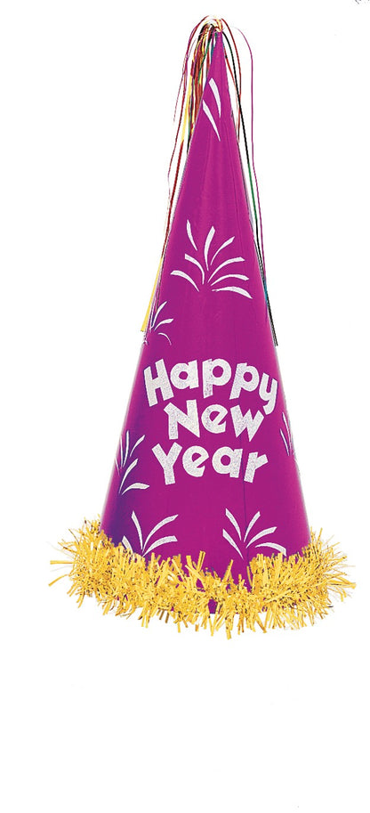 New Years Giant Glitter Cone Party Hat - 1 Assorted Color