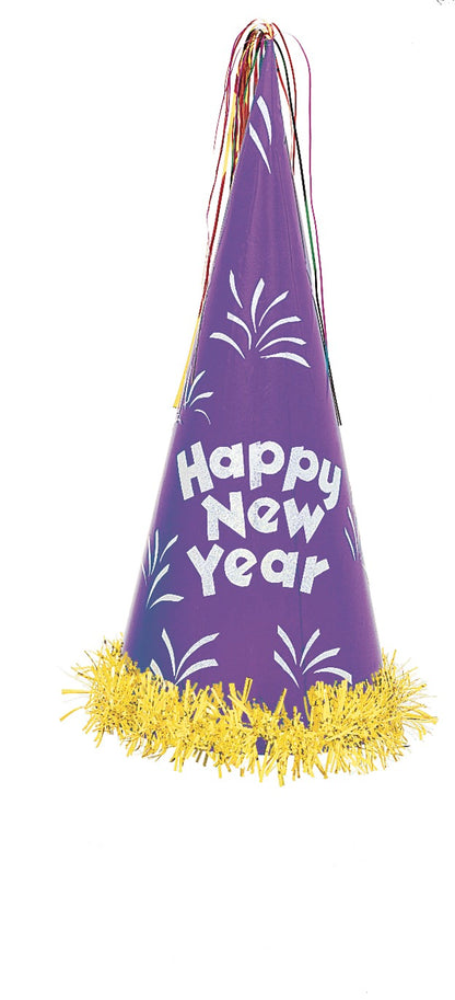 New Years Giant Glitter Cone Party Hat - 1 Assorted Color