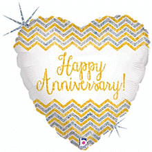Happy Anniversary Holographic Stripes 18in Mylar Balloon