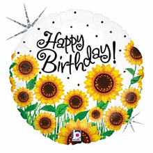 Sunny Sunflower Birthday 18in Mylar Balloon