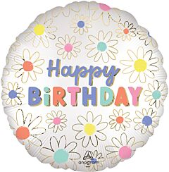 Satin Daisies Birthday 18in Mylar Balloon