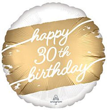 Gold Birthday 30 18in Mylar Balloon