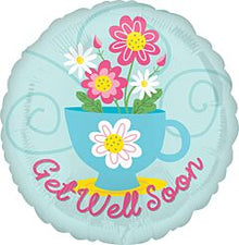 Get Well Flower Pot 18in Mylar Balloon