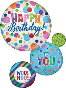 Satin Happy Birthday Multiballoon 28in SuperShape Balloon