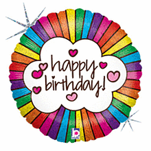 Retro Rainbow Birthday 18in Mylar Balloon