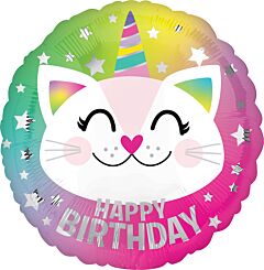 Birthday Caticorn 18in Mylar Balloon