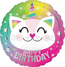 Birthday Caticorn 18in Mylar Balloon
