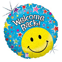 Welcome Back Smiley 18in Mylar Balloon