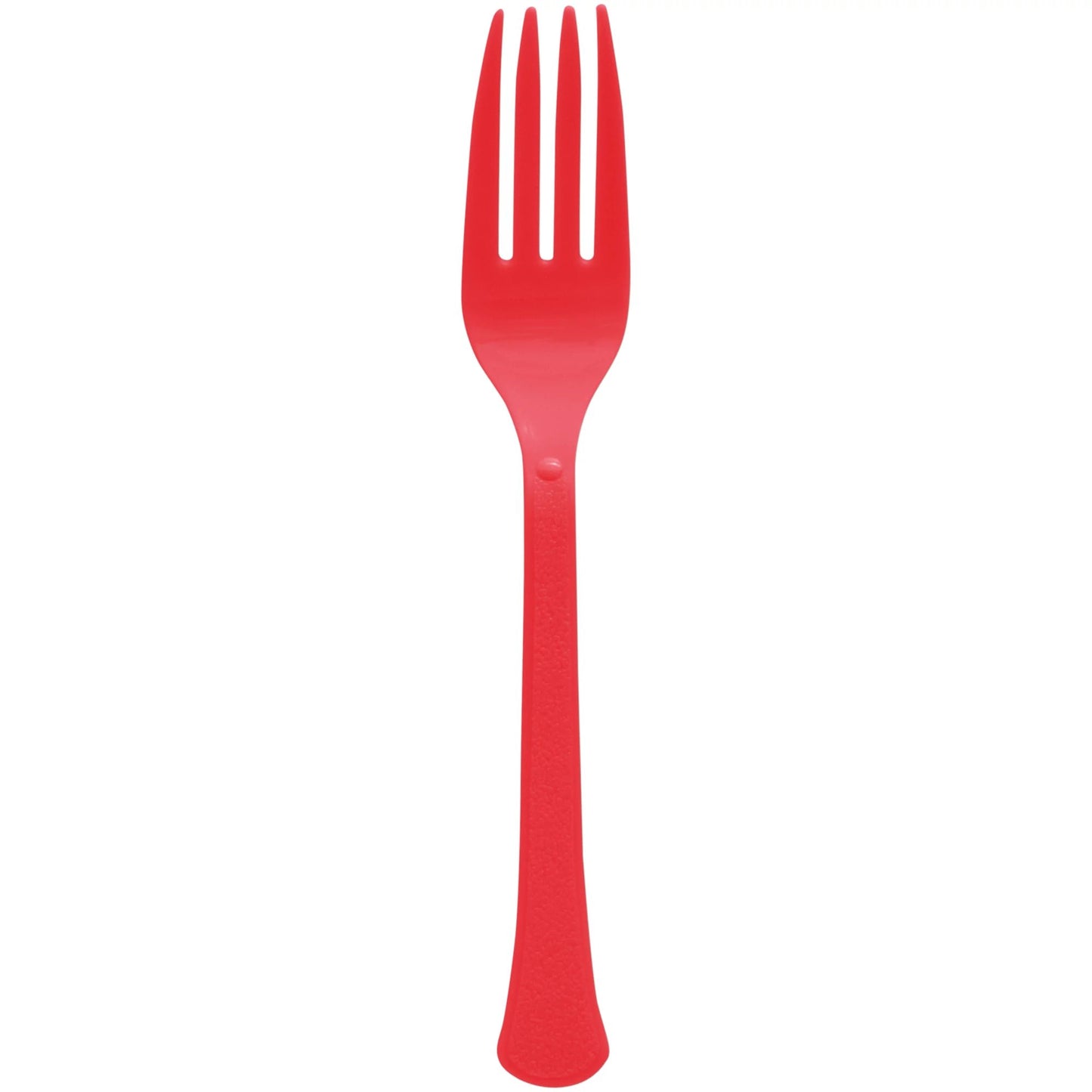 Red Premium Plastic Forks 20ct