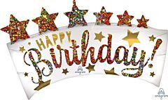 Happy Birthday Glitter Banner 34in SuperShape Balloon