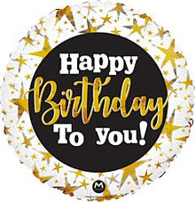 Gold Stars Birthday 18in Mylar Balloon