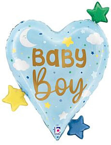 Baby Boy Heart Stars 25in SuperShape Balloon