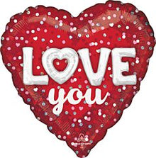 Love You Confetti 18in Mylar Balloon