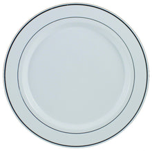 Regal White Premium Plastic Plates with Silver Trim