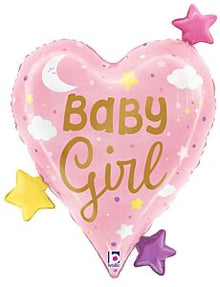 Baby Girl Heart Stars 25in SuperShape Balloon